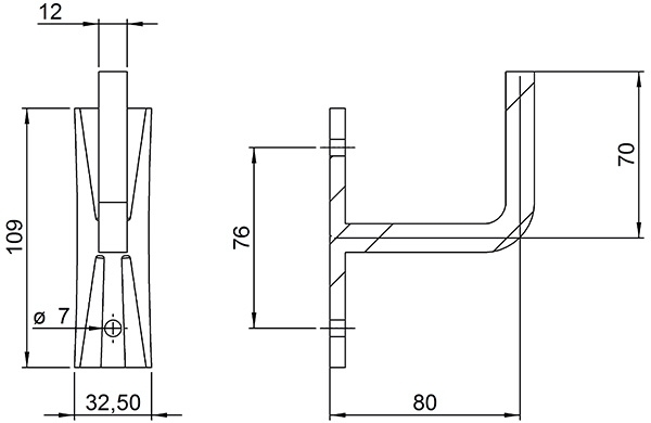 Handlaufhalter - mit Ronde 105x40x4 mm - zum Anschweissen - Stahl S235JR- roh-30-1408.8