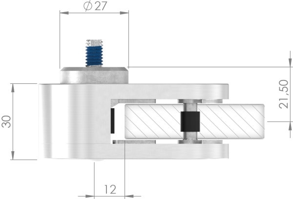 Endglasklemme Edelstahl V2A -1-4301- halbrund gerade Mod- 25 inkl- Schrauben-88-1125-EK.V2A