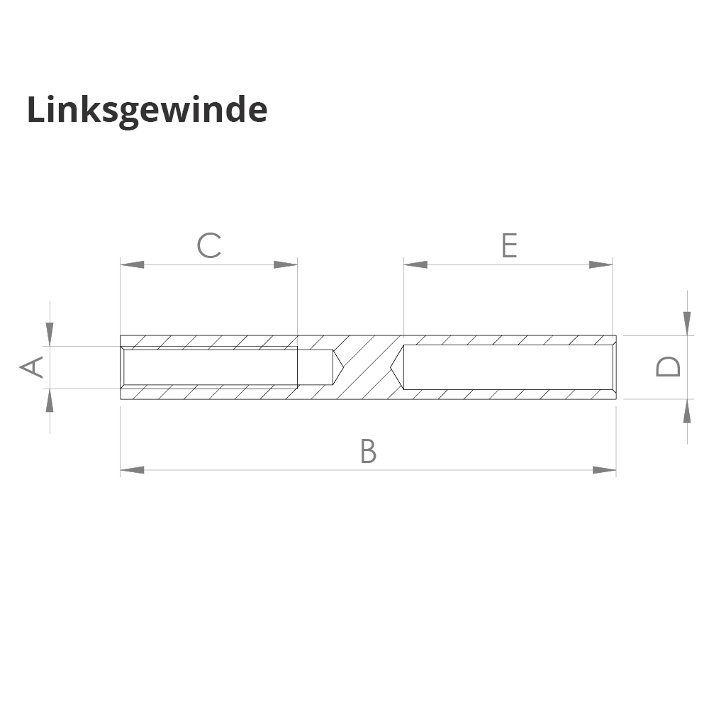 Gewindeterminal mit Innengewinde - Linksgewinde - Fuer Seil von Ø 3 mm bis Ø 8 mm - V2A-11.2975
