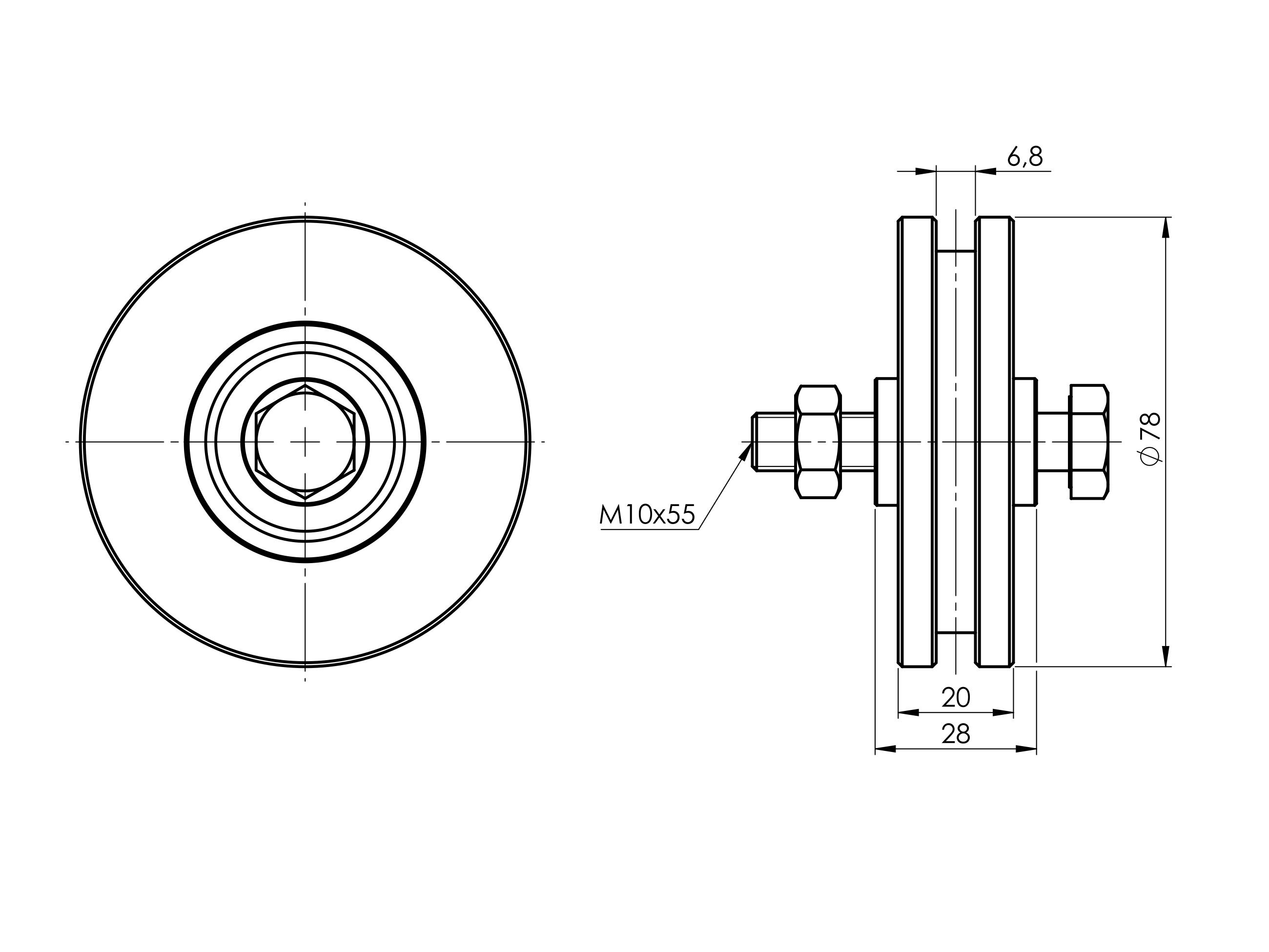 Schiebetorrolle Stahl verzinkt  80 mm mit H-Rille fr 300 kg-89-11H06H80C-A.4
