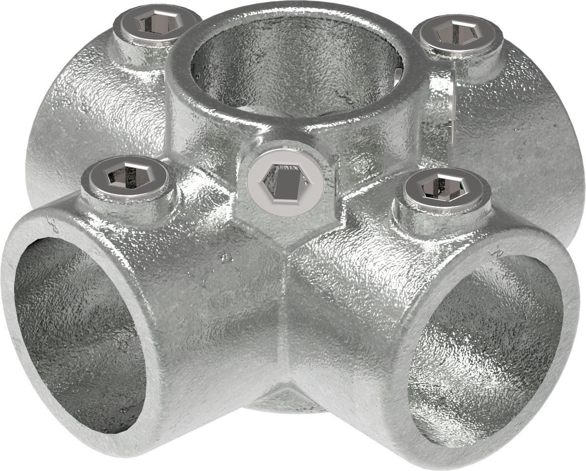 Rohrverbinder - Kreuzstueck fuer Stuetzrohr - 158 - 21-3 mm - 60-3 mm - 1-2- - 2- - Feuerverzinkt u. Elektrogalvanisiert-158