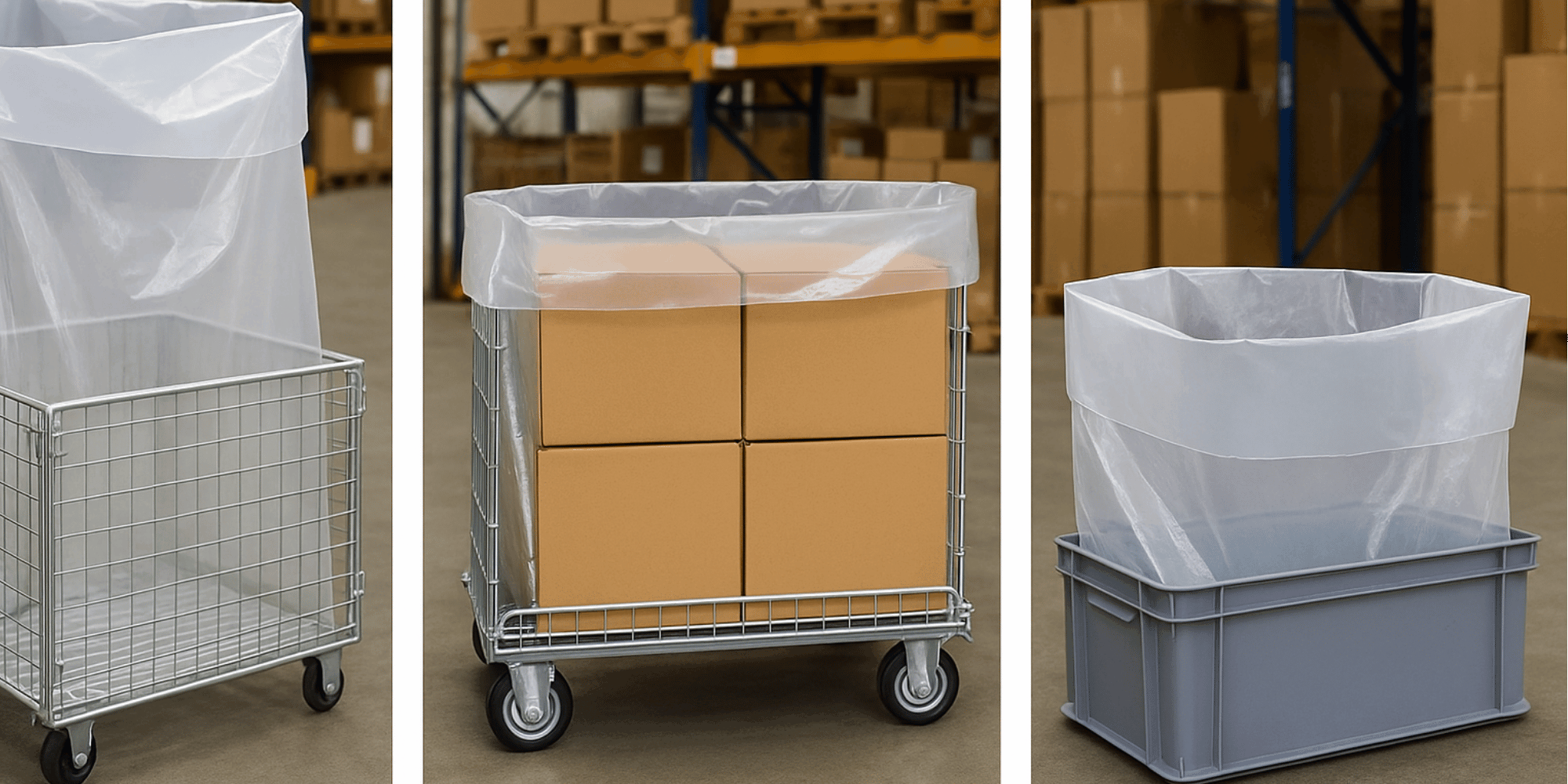 3x Container Inliner 2500 Liter 90my Transparent - XXL Abdeckhaube fuer Paletten - Industrie Qualitaet-1SFB1250-850X210090_3