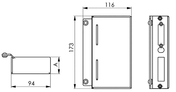 Gegenkasten Stahl 40 x 94 x 173 mm mit verzinktem Schliessblech-88-113833.40