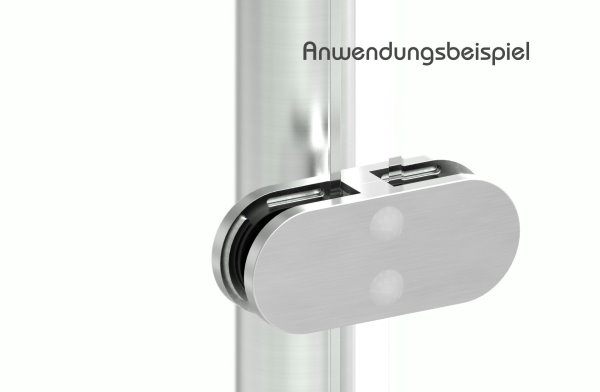 Sichtschutz Mittelglasklemme Edelstahl V2A halbrund gerade Mod- 25-88-1125-MK.V2A