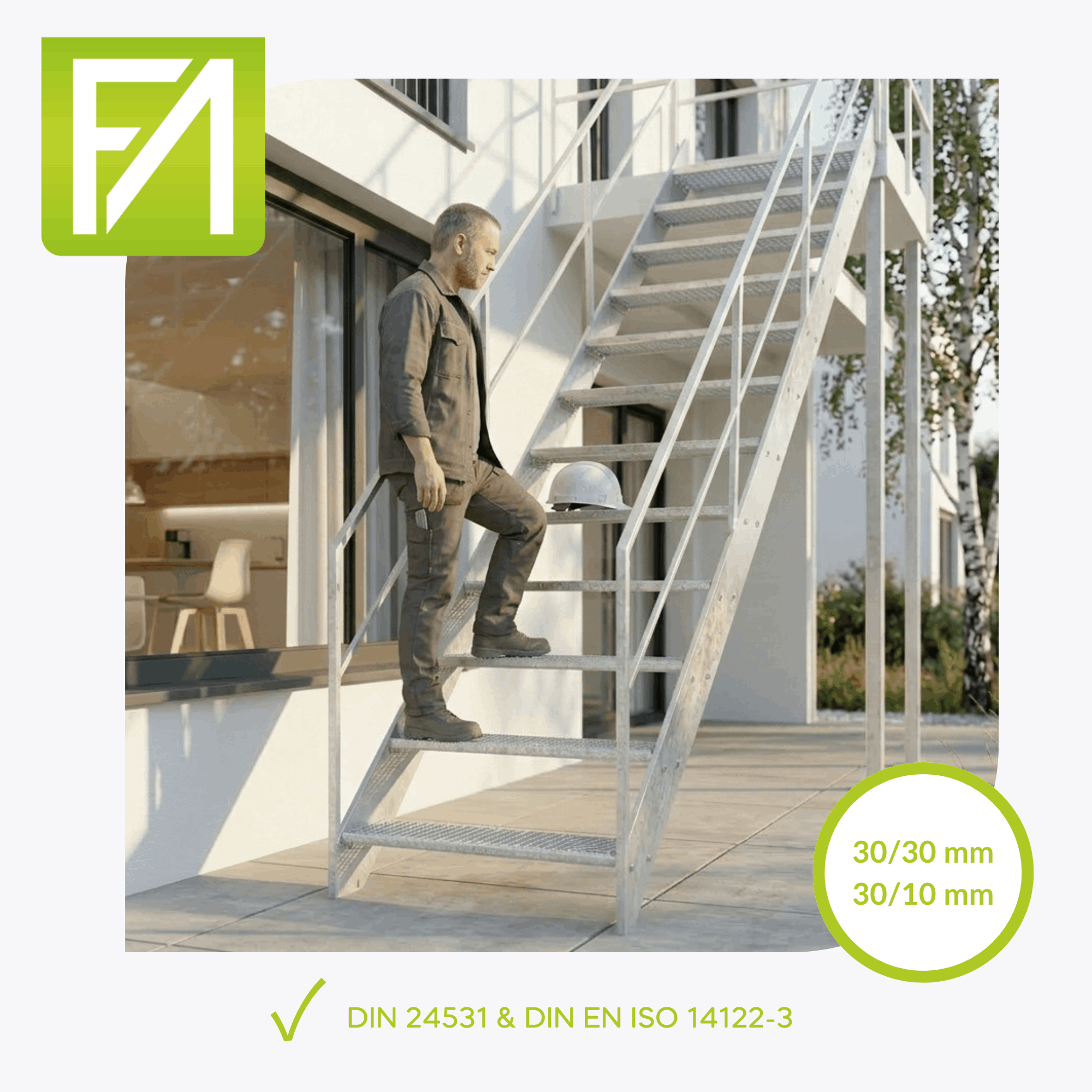 Gitterroststufe 1200 x 270 MW 30-30 TS 40-2 Rutschhemmung R10-24-1202730402.7