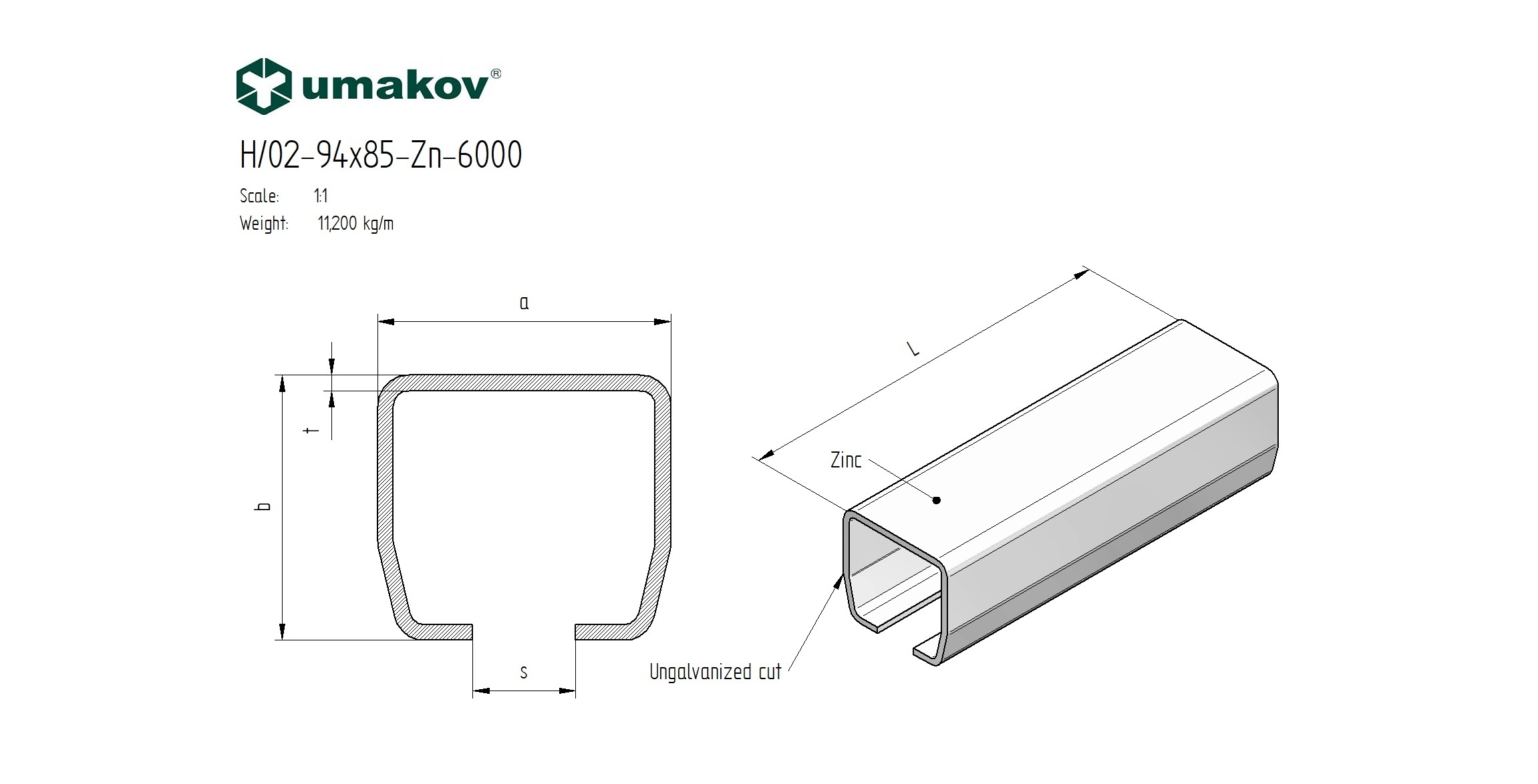 Laufschiene Stahl verzinkt 94 x 85 x 5 mm Lnge 6000 mm-89-11H0294X85ZN6000-A.4