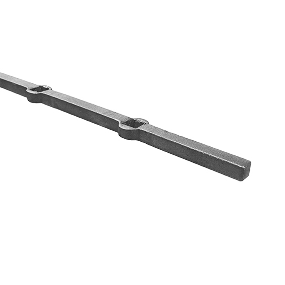 Vierkant Zierstab Stahl 14x14 mm mit Loechern- L 2000 mm-89-11P09714X14-A.4