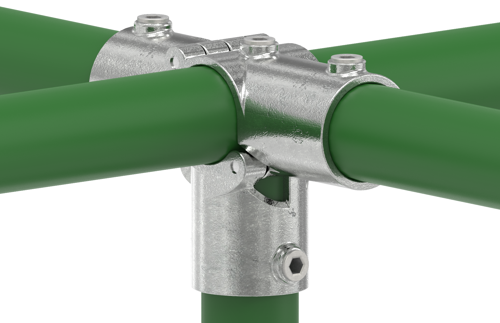 Rohrverbinder T-Stueck fuer Stuetzrohr Ø 48-3 mm -1 1-2- - Temperguss verzinkt - 176D48-V-176D48-V