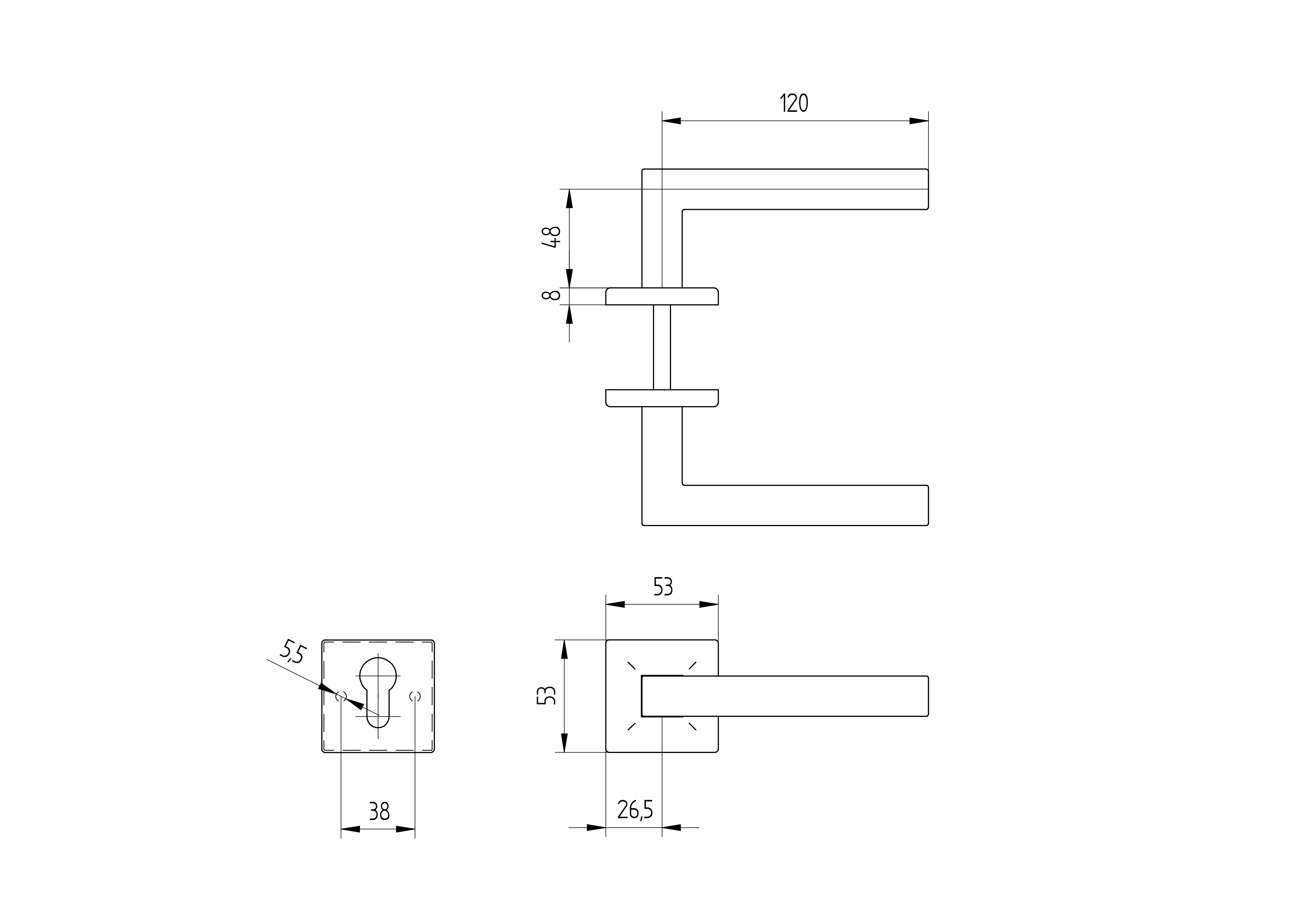 Drueckergarnitur V2A auf Platte PZ- 1 mm stark- Schliff K320-89-11D806I-A.4