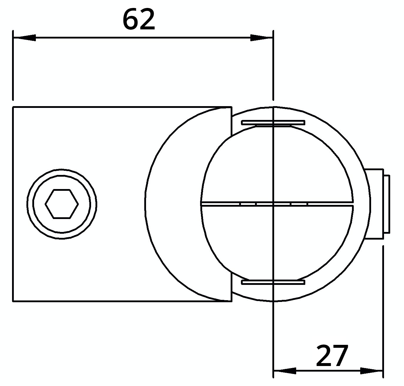 Rohrverbinder Eckstueck verstellbar Ø 33-7 mm -1- - Temperguss verzinkt - 125HB34-125HB34