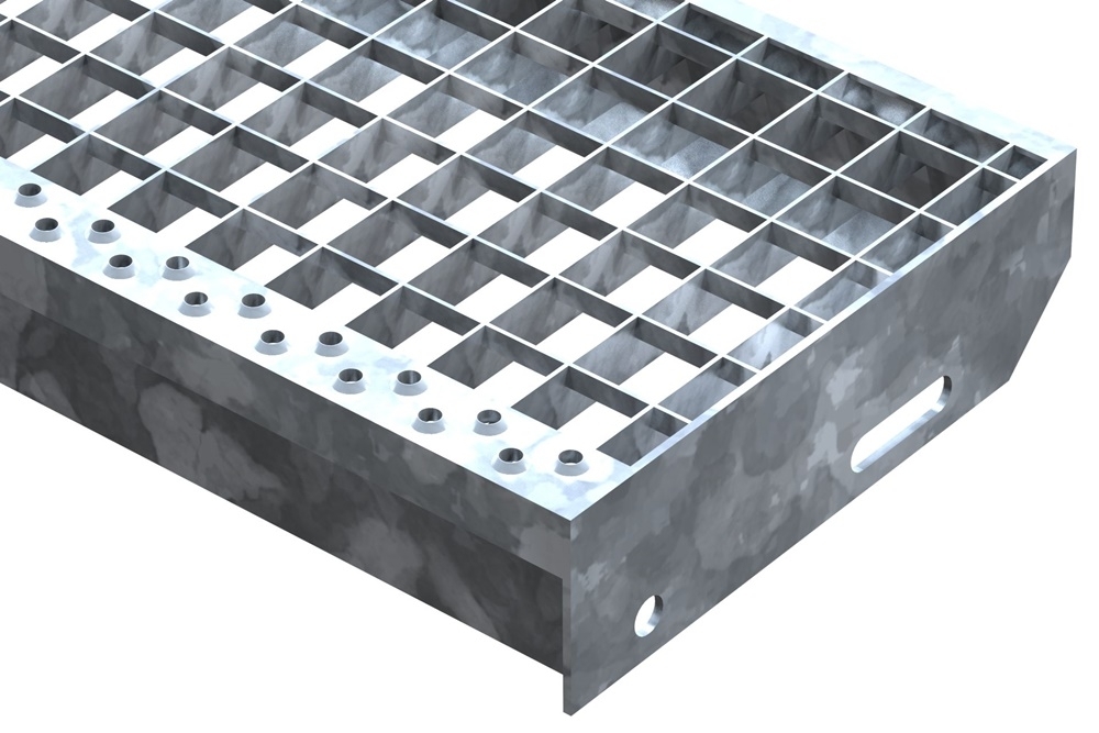 Gitterroststufe Treppenstufe Masse- 600x240 mm 30-30 mm S235JR -St37-2- im Vollbad feuerverzinkt-40-602430.7