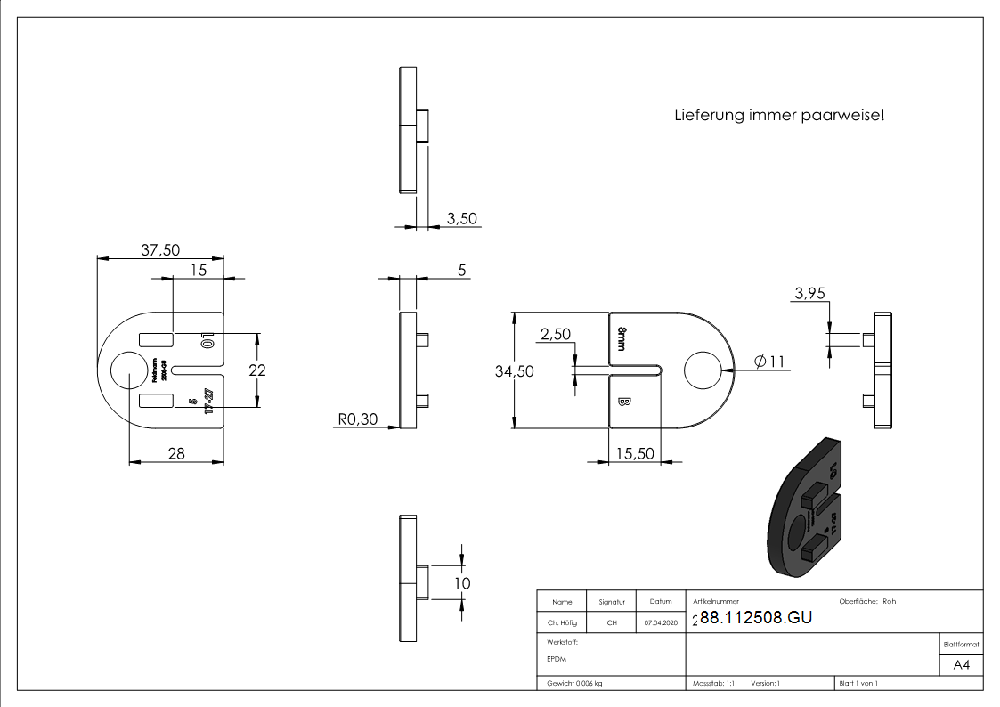 Gummi fuer Mod- 25 - fuer ESG 8mm-88-112508.GU