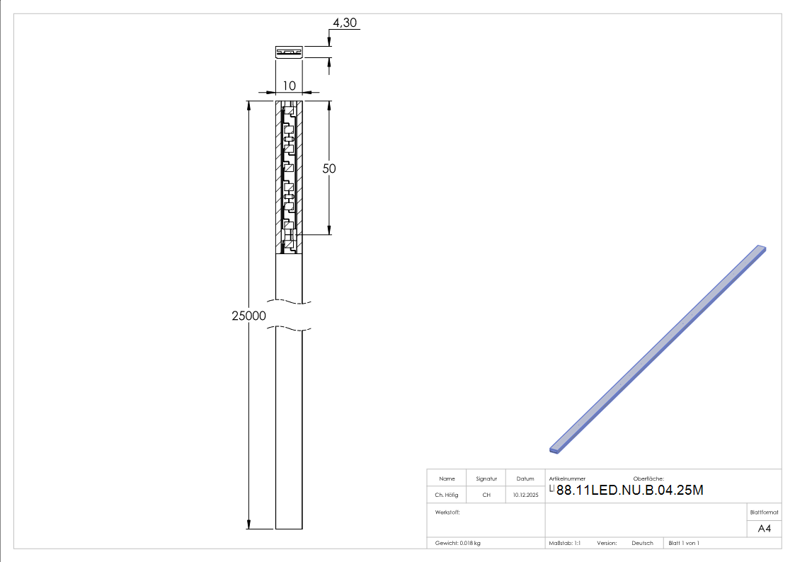 LED Streifen 25 m IP65 warmweiss 2700K fuer Nutrohr-88-11LED-NU-B-04.25M