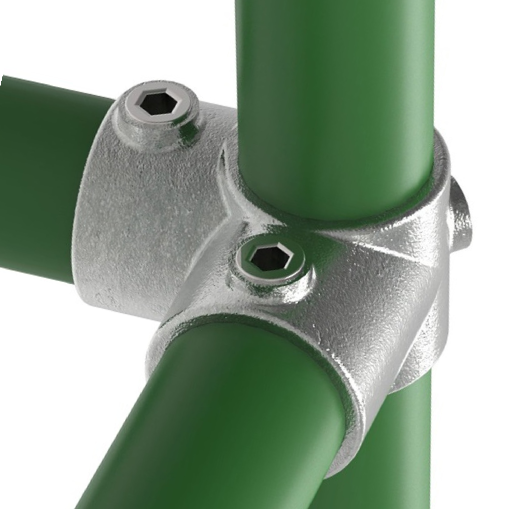 Rohrverbinder Eckstueck durchgehend Ø 17-2 – 60-3 mm - Temperguss verzinkt - 116-116