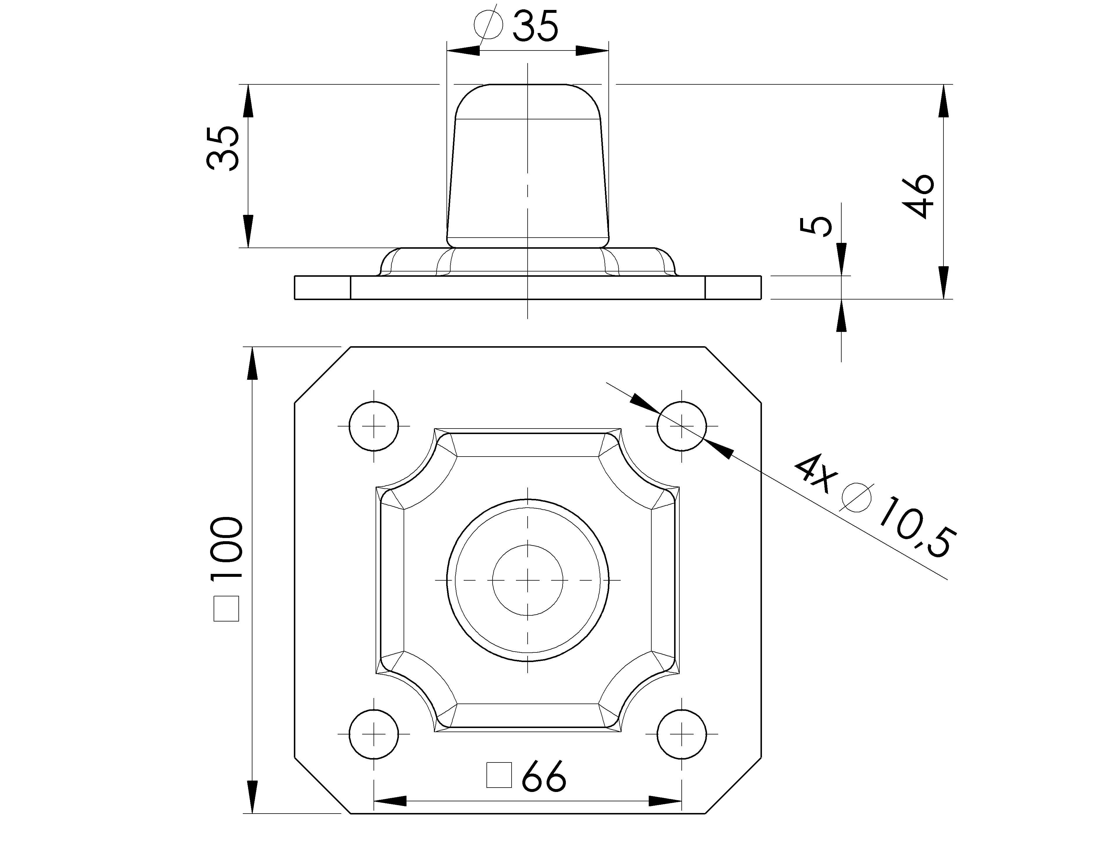 Endanschlag fr Tore Stahl verzinkt mit Ankerkonsole zum Aufschrauben-89-11H10B35X46-A.4