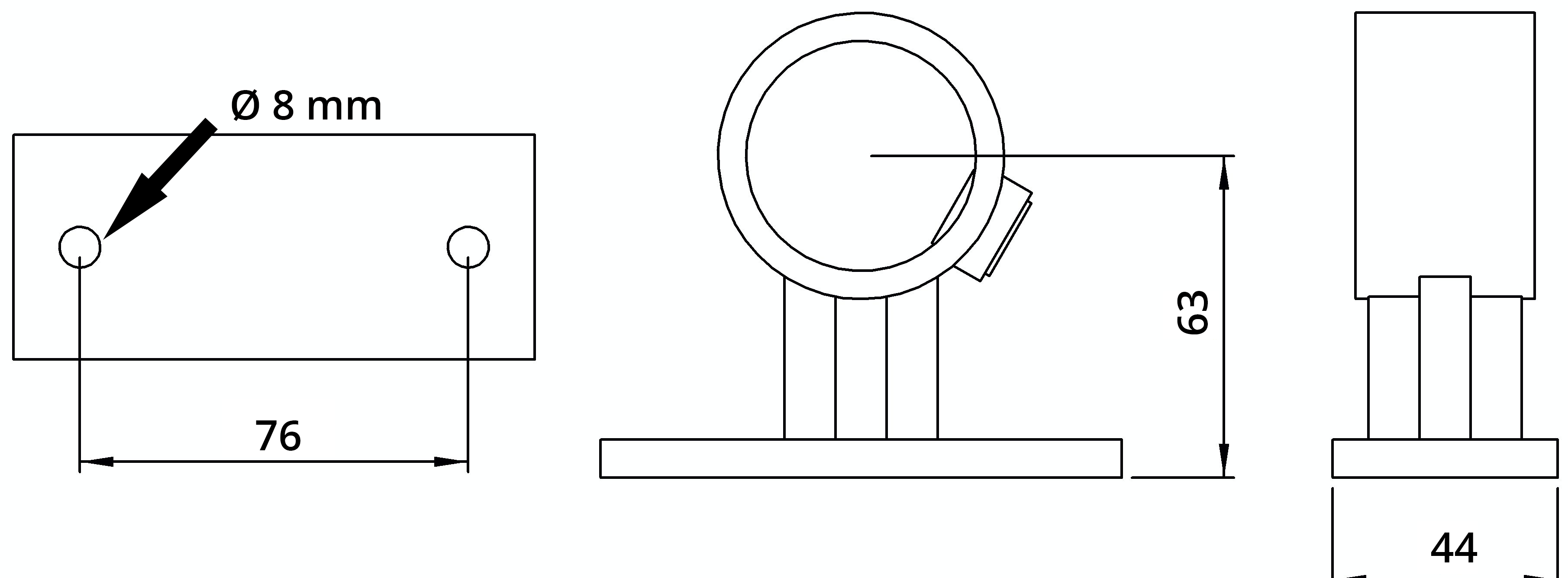 Rohrverbinder Handlaufhalterung Ø 42-4 mm -1 1-4- - Temperguss verzinkt - 143C42-143C42