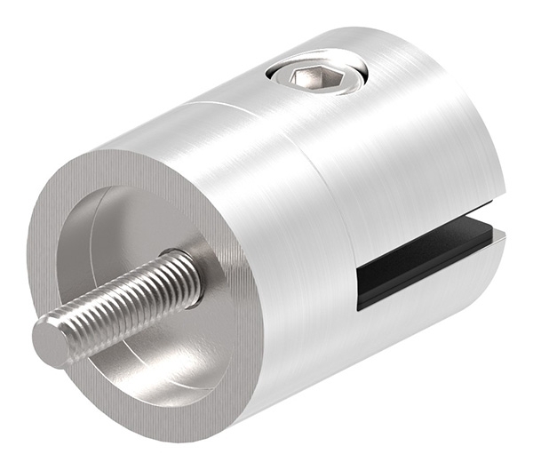 Blechhalter - Plattenhalter Ø 32 mm Edelstahl V2A – Anschluss flach - geradeinkl- Schrauben - Gummieinlage-12-2110.4