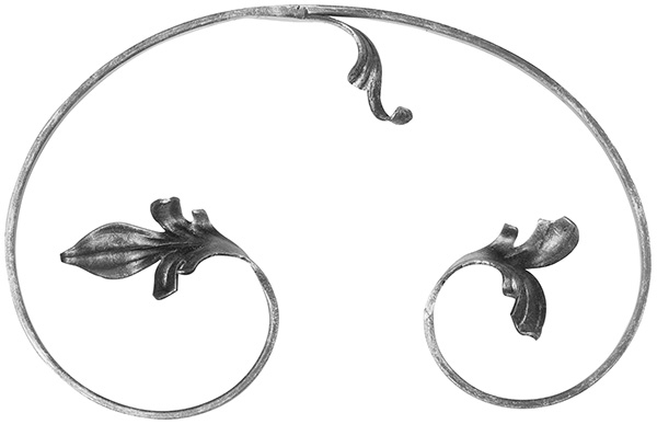 Leichtbarock - rechts - Masse- 220x340 mm - Material- 12x5 mm - Stahl S235JR- roh-30-1750.8