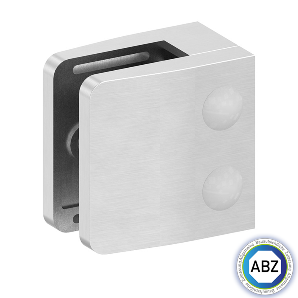 Glasklemme - mit ABZ Zulassung - Masse- 52x52x32-5 mm - verschiedene Anschluesse - V2A - V4A - Zink - Edel- Optik-GLASKLEMME-F-34-48-7.7