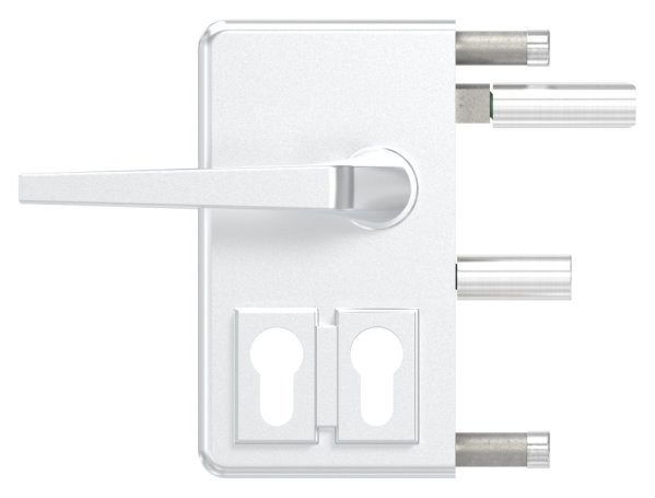 Gittertorschloss GTS 2 mit Doppelzylinder fuer Rohrstaerke 40-60mm- silber-88-1156701-ALU.SI