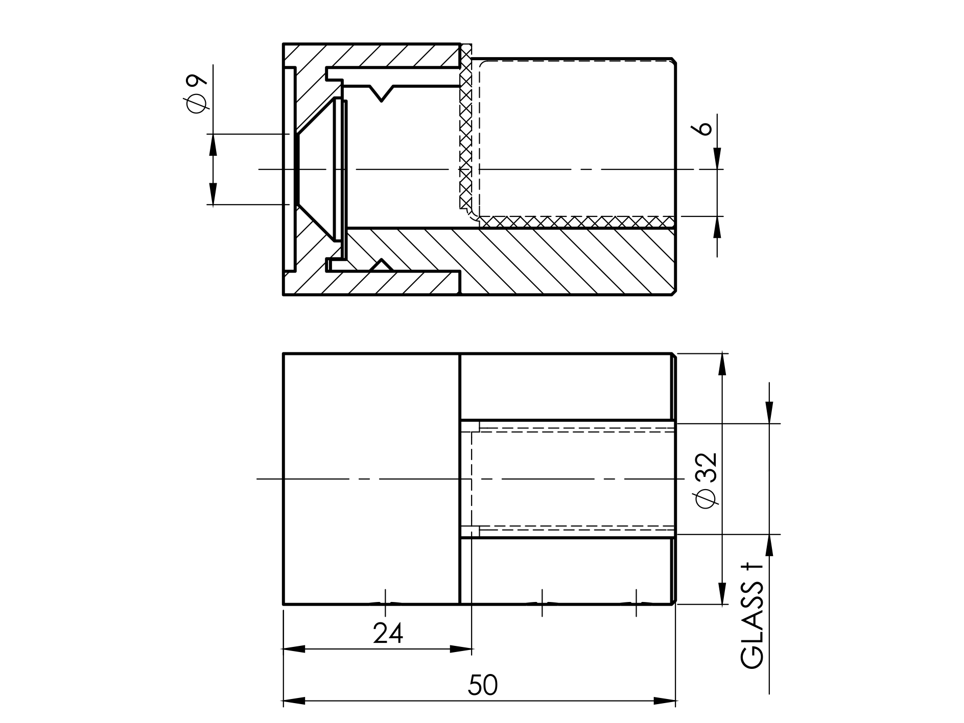Glasklemme Edelstahl AISI 316 fuer Glas 8-12-76 mm- Schliff- fuer Flachpfosten-89-11A140783000-A.4
