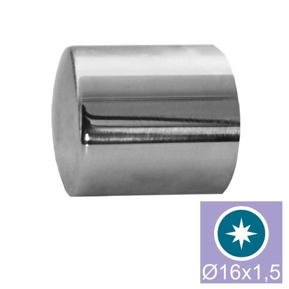 Kugelendkappe fuer Fuellstab Edelstahl AISI 304 Ø 16 mm Glanz-89-11A100015016L-A.4