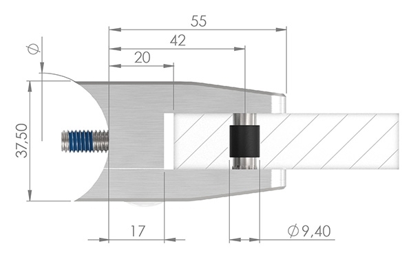 Glasklemme 55x65x37-5 mm AbZ fuer Anschluss flach V4A-10-3200ABZ.1