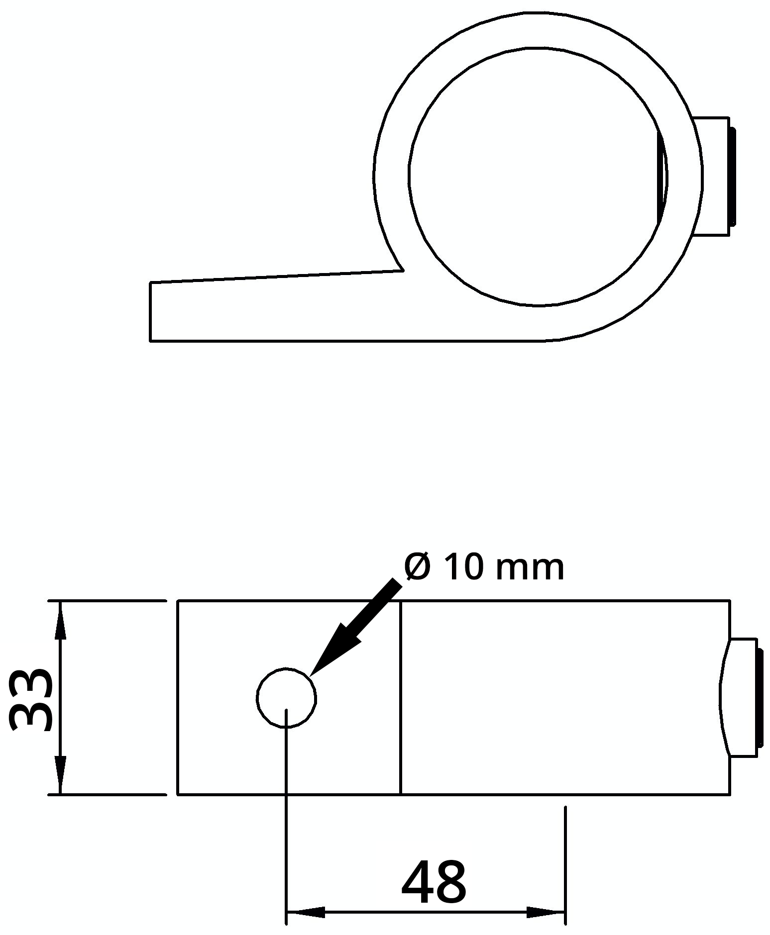 Rohrverbinder - Befestigungsring mit Flansch 1 Bohrung - 199C42 - 42-4 mm - 1 1-4- - Feuerverzinkt u. Elektrogalvanisiert-199C42