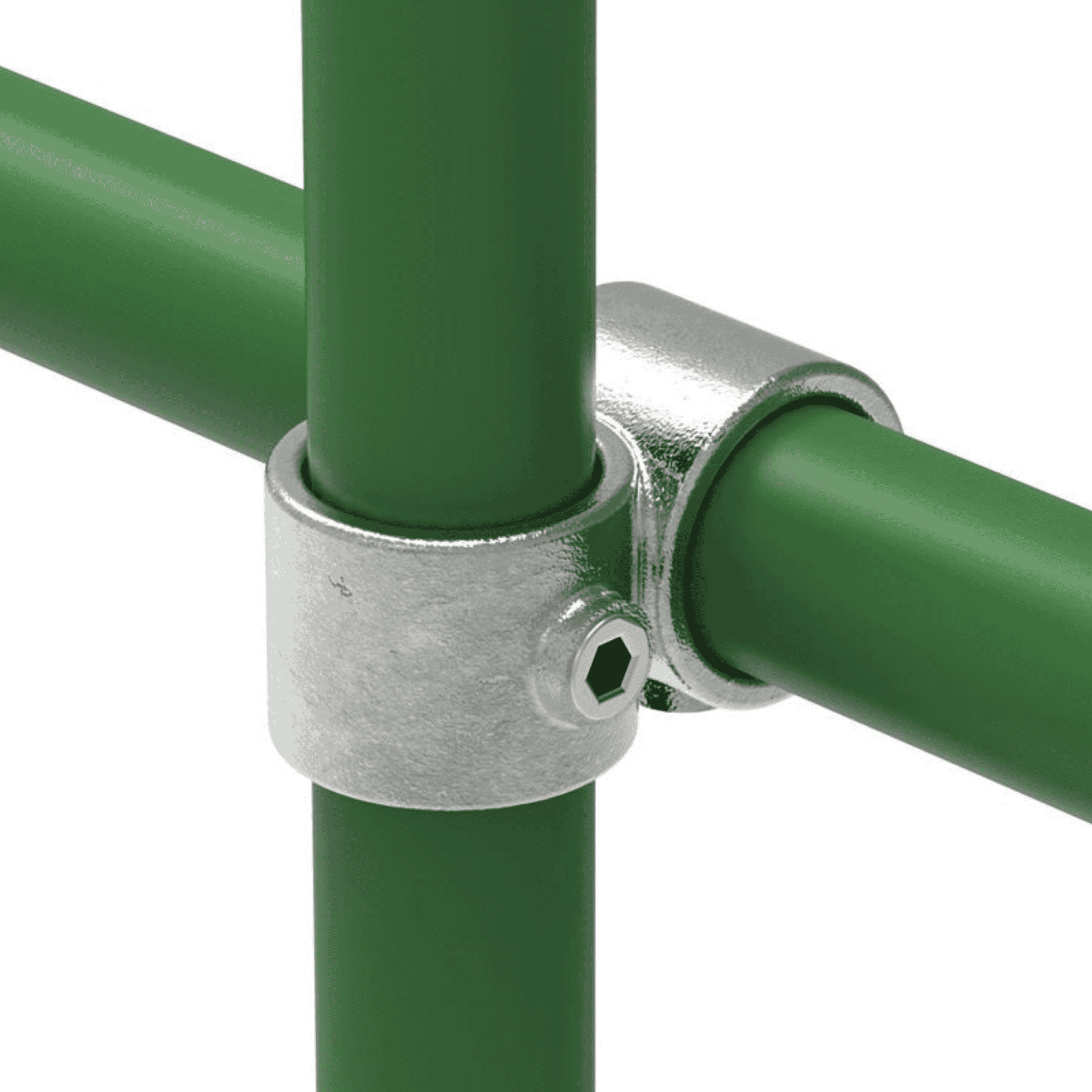Rohrverbinder Kreuzstueck vorgesetzt 90° Ø 26-9 mm -3-4- - Temperguss verzinkt - 161A27-161A27