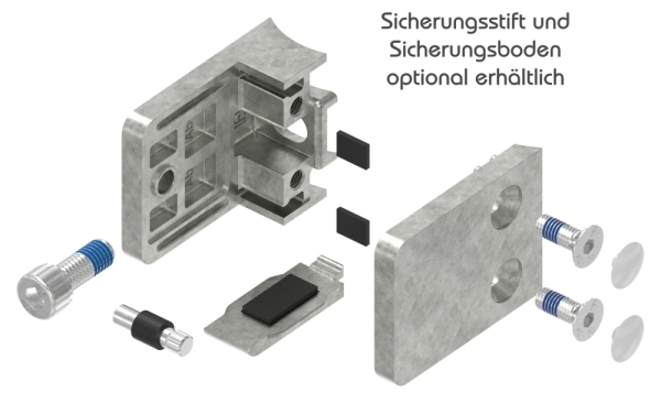 Glasklemme Zinkdruckguss roh 45 x 55 x 28-5 mm fuer Rohr Ø 48-3 mm eckig-88-113648.ZN0