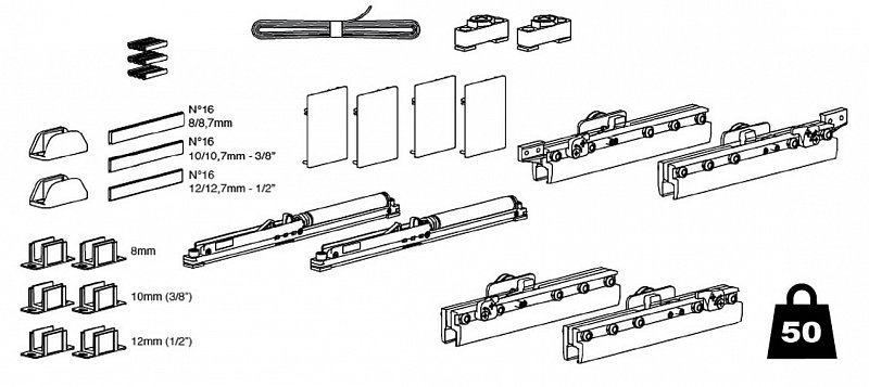 Zubehoerset fuer Glas-Schiebetuer Synchron-System- Aluminium eloxiert 8-12mm-89-11GSALP8106SYNCHRO-A.4