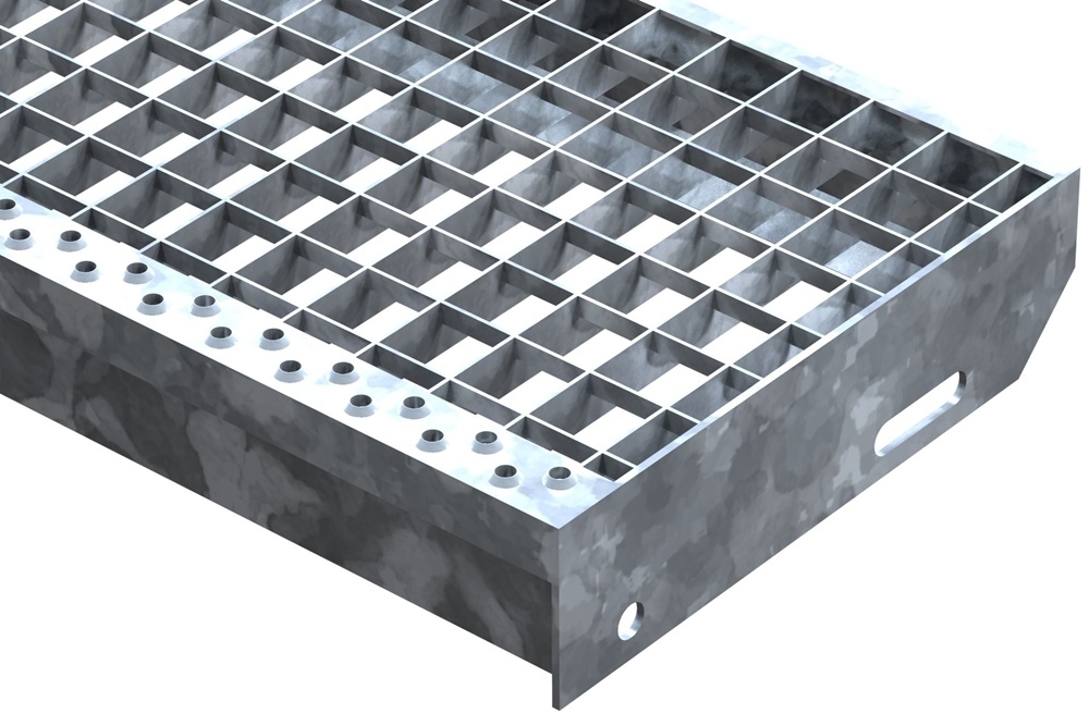 Gitterroststufe Treppenstufe Masse- 1200x270 mm 30-30 mm S235JR -St37-2- im Vollbad feuerverzinkt-40-1202730.7