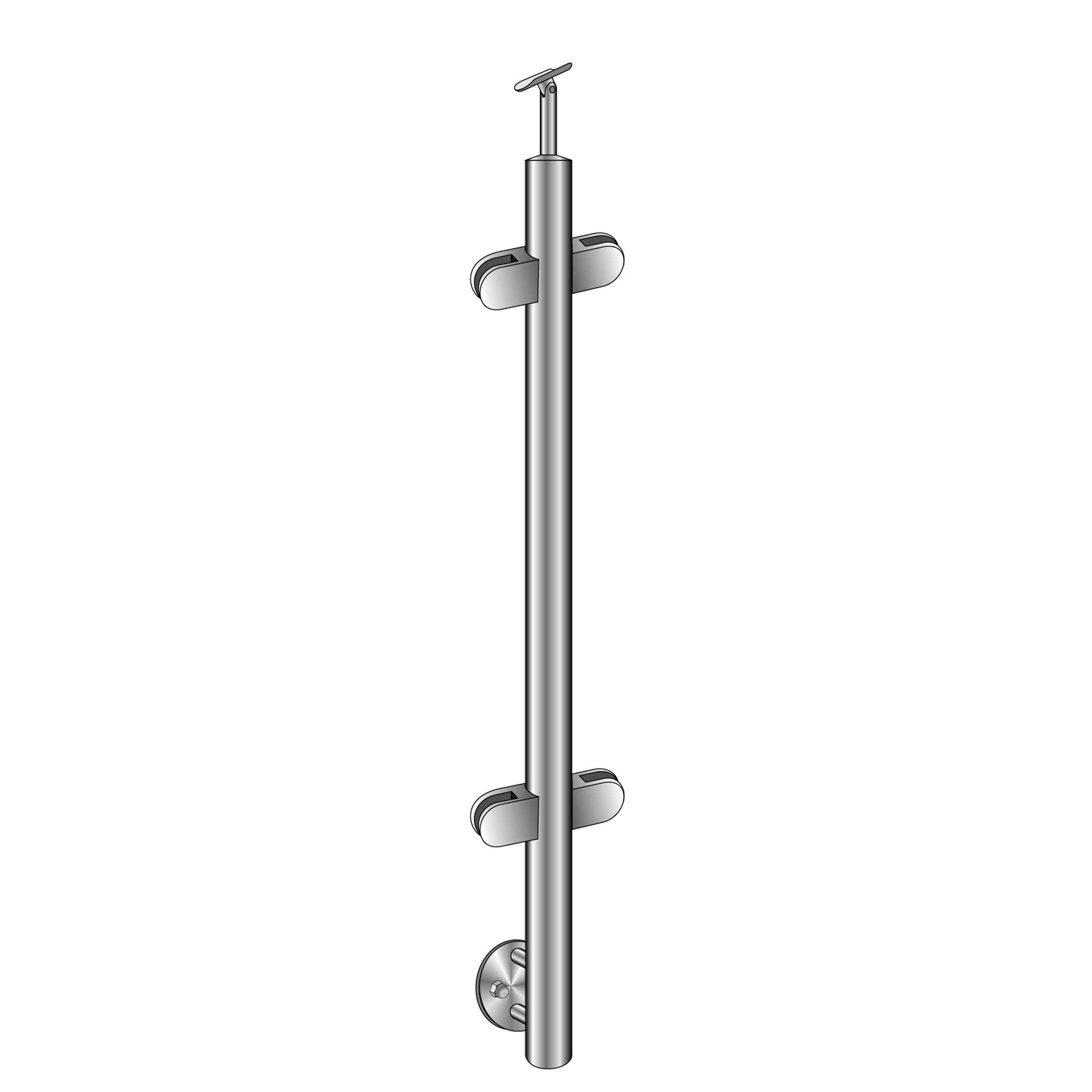 Gelaenderpfosten Edelstahl AISI 304 1000 mm Treppe seitliche Glasfuellung-14-0047RG-A.4