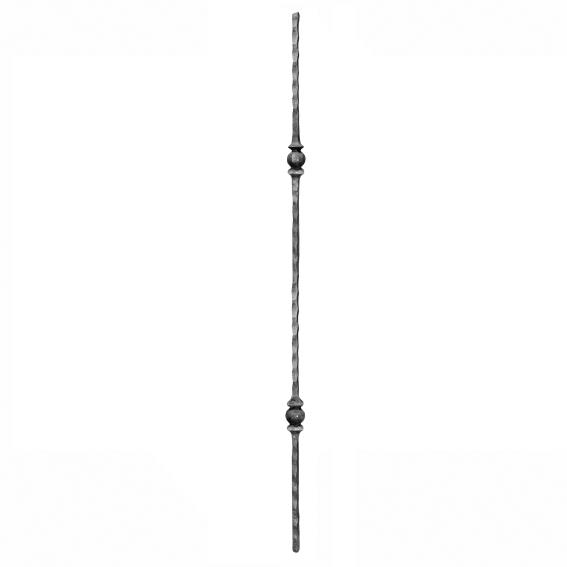 Schmiedeeisen Zierstab Stahl 12x12mm- 1000mm- gedreht- mit 2 Elementen-89-11T107152-A.4