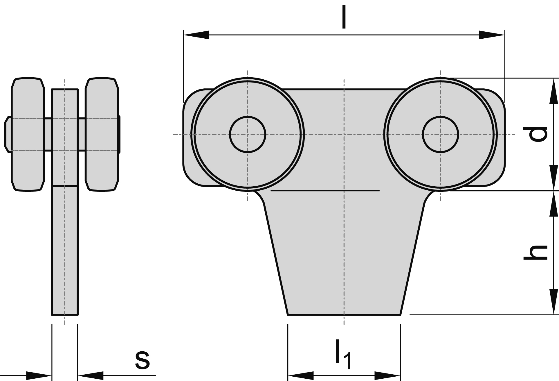 Doppelrolle zum Anschweissen MEA Gr- 4 verzinkt Ø 60 mm 10336853-60-0126.7