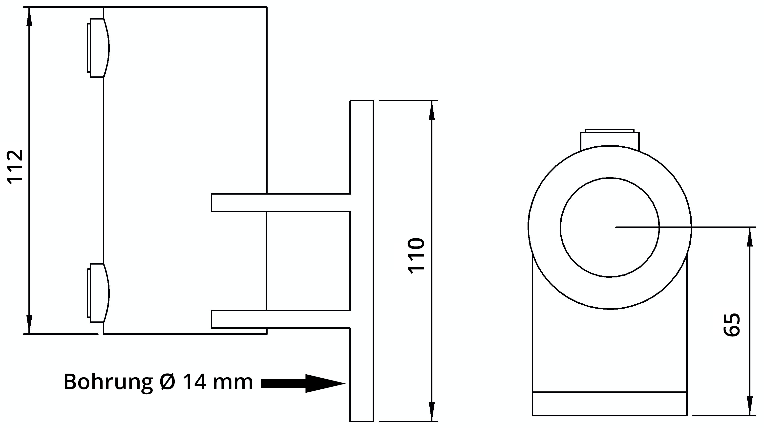 Rohrverbinder Wandhalter Platte vertikal Ø 42-4 mm -1 1-4- - Temperguss verzinkt - 144C42-144C42