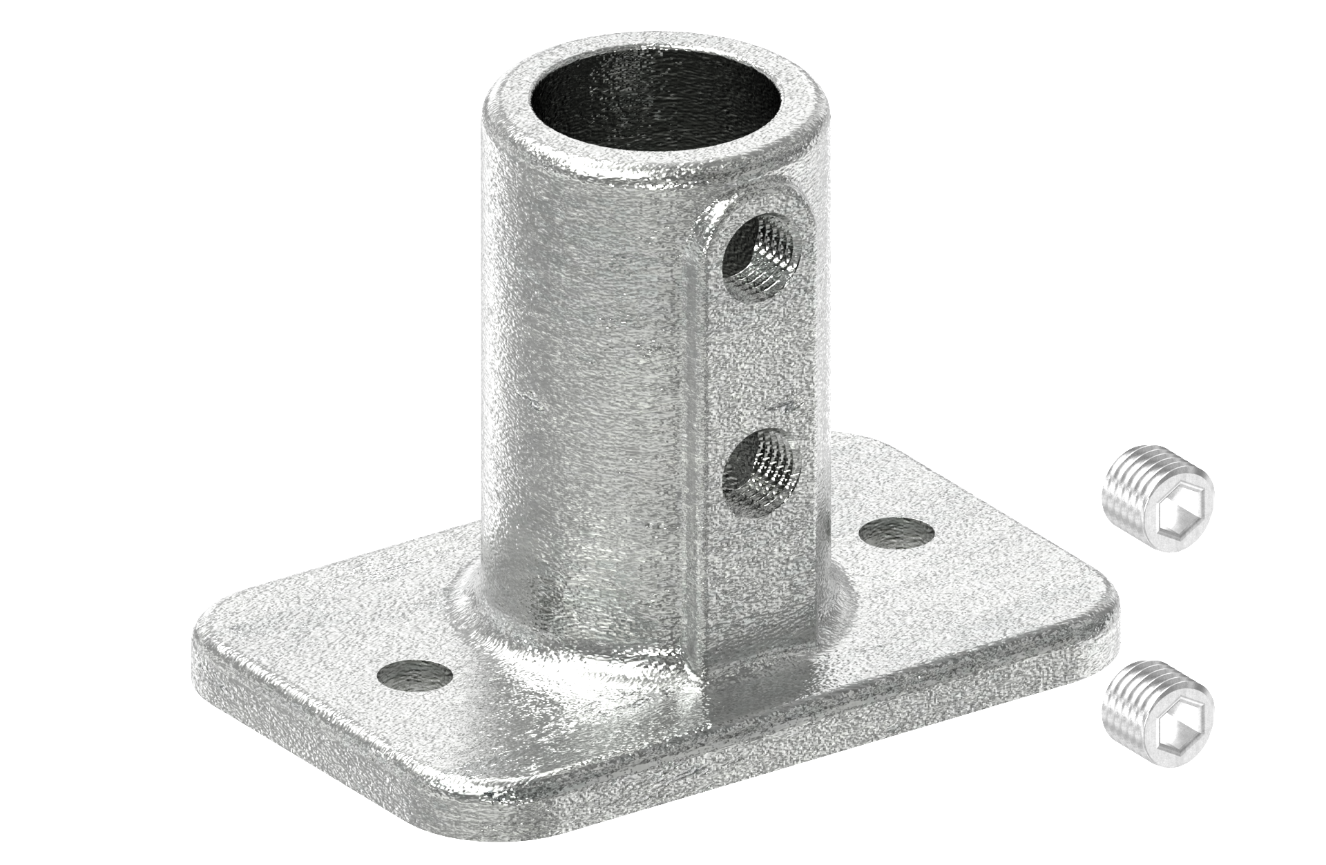 Rohrverbinder - Fussplatte rechteckig - 132KFC42 - 42-4 mm - 1 1-4- - Feuerverzinkt u. Elektrogalvanisiert-132KFC42