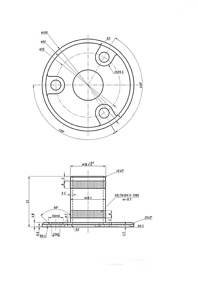 Bodenanker mit Raendelung  Masse-  Ø 100x5mm  fuer Rundrohr Ø 42-4x2 mm - V2A-11-3031.4