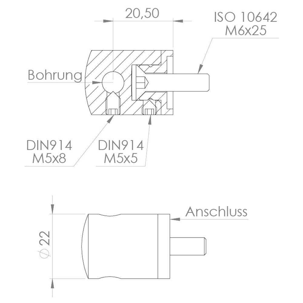 Seilhalter fuer Zwischenpfosten - Fuer Seil- Ø 4 mm bis Ø 6 mm - Anschluss flach - V2A-11.2847