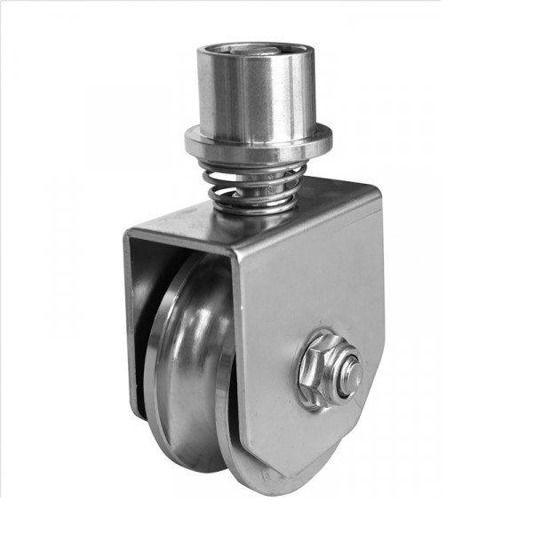 Gefederte Laufrolle Stahl verzinkt  58 mm mit U-Rille drehbar-89-11H31U60SP-A.4
