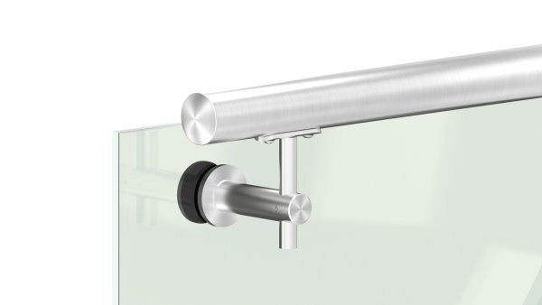 Handlaufhalter V2A fuer Rohr 42-4 mm- Wandabstand 80 mm- Ronde Ø 50 mm- mit Anschlussplatte-11-2065.4