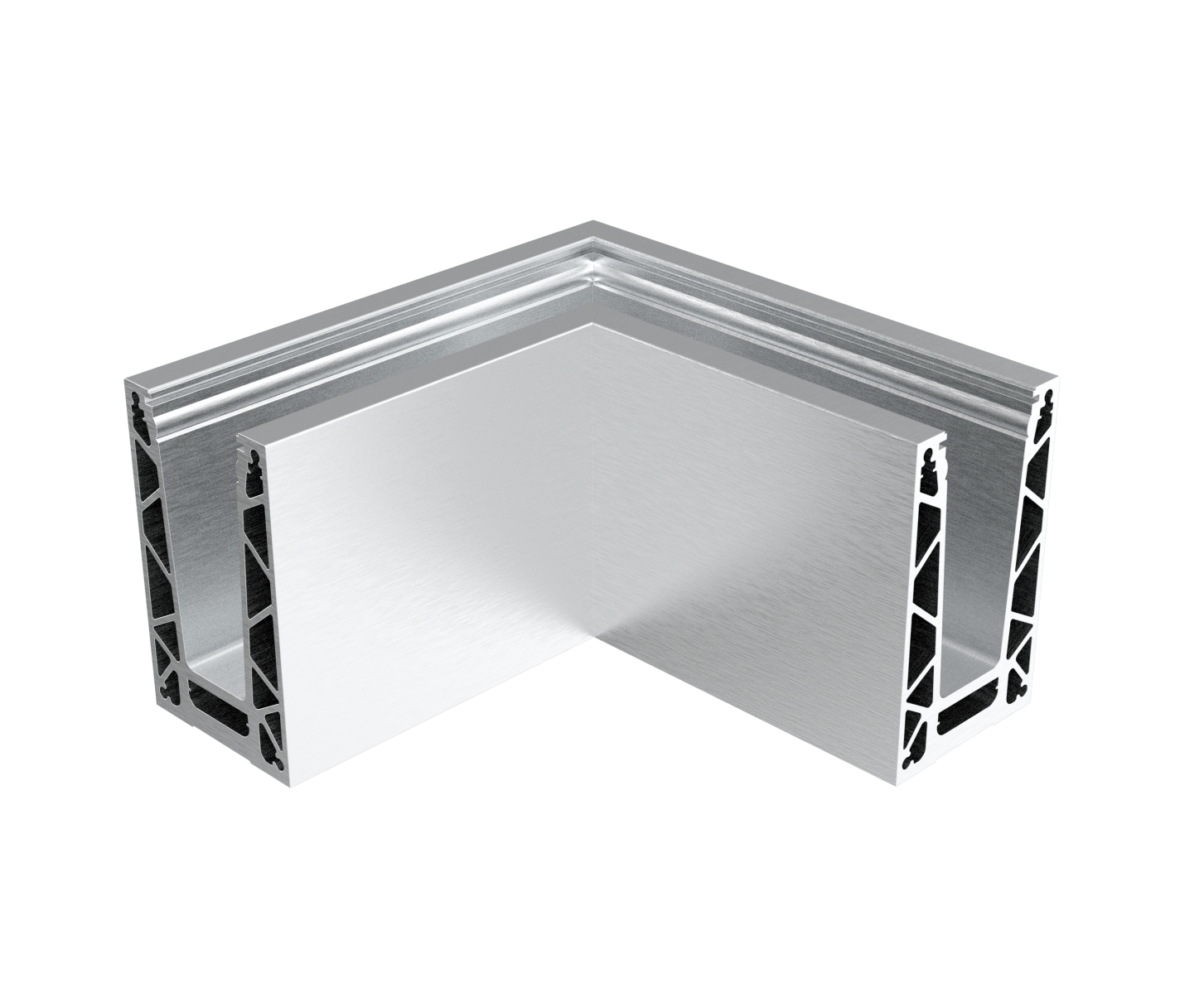 Eckprofil Aluminium fuer Glas 16-76-31-52 mm Satin-ELOX Innen Oberverankerung-89-11AL0008PROXLSE90-A.4