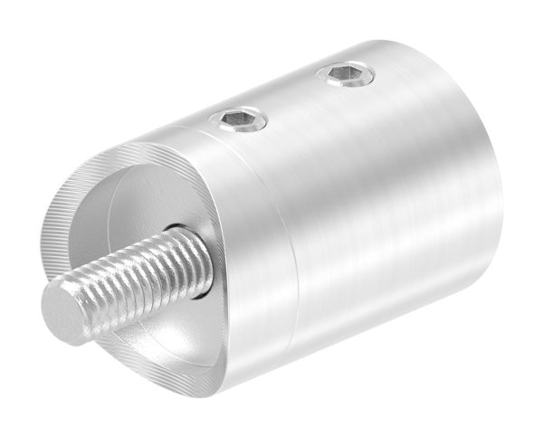 Querstabhalter V2A Edelstahl – Anschluss 33-7 mm fuer Rundstaebe 12 mm mit Sackloch Abschluss links inkl- Schrauben-11-1028.4