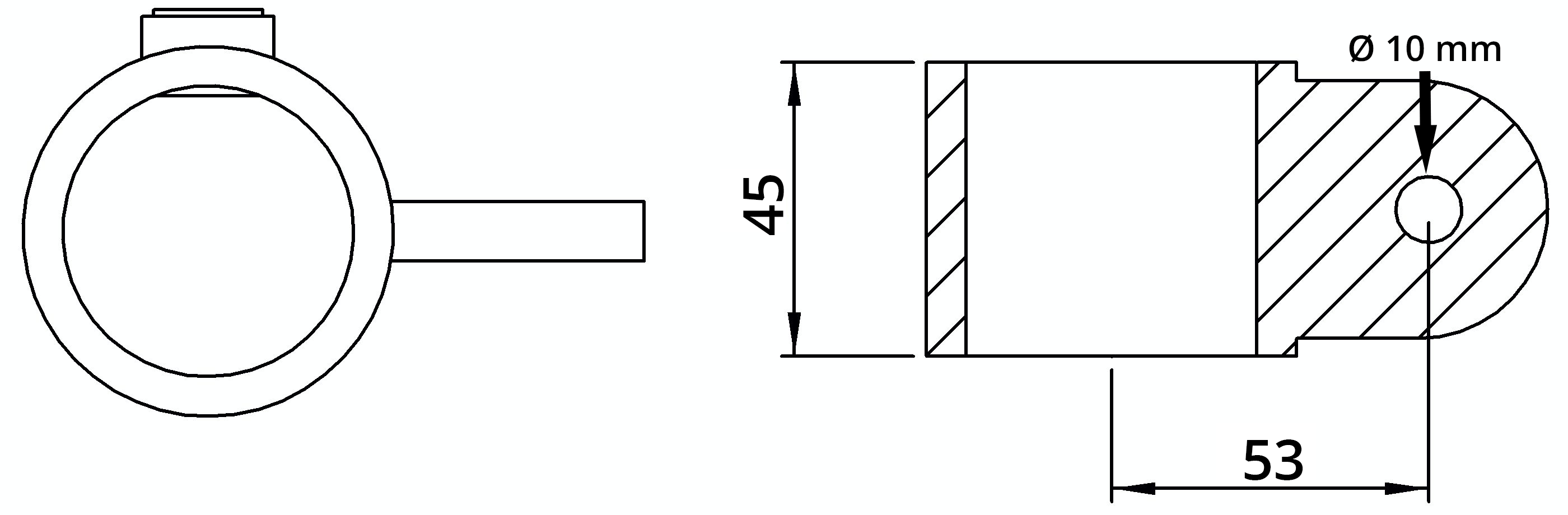 Rohrverbinder - Gelenkauge einfach - 173MD48 - 48-3 mm - 1 1-2- - Feuerverzinkt u. Elektrogalvanisiert-173MD48
