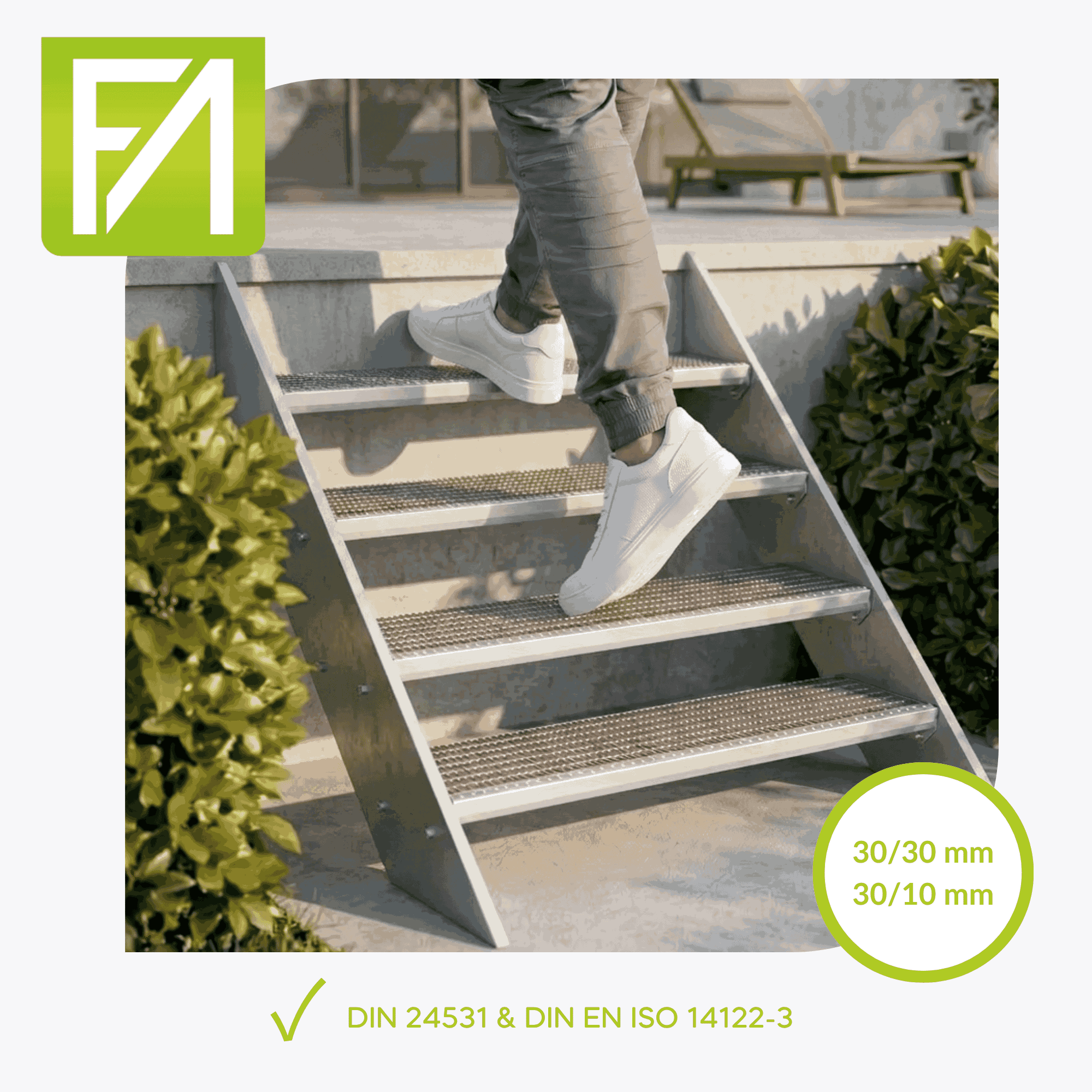 Gitterroststufe 1000 x 305 MW 30-10 TS 35-2 Rutschhemmung R10-24-1003030352.8