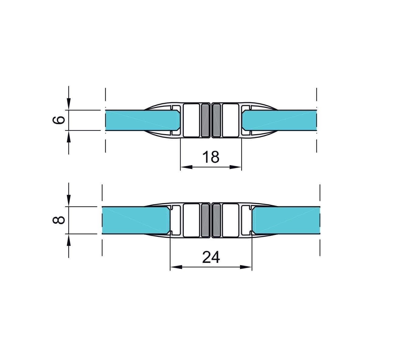 Magnetdichtungsleiste Glastuer 180° fuer 6-8mm Glas - PVC transparent-89-11GSPVCDT1018180-A.4