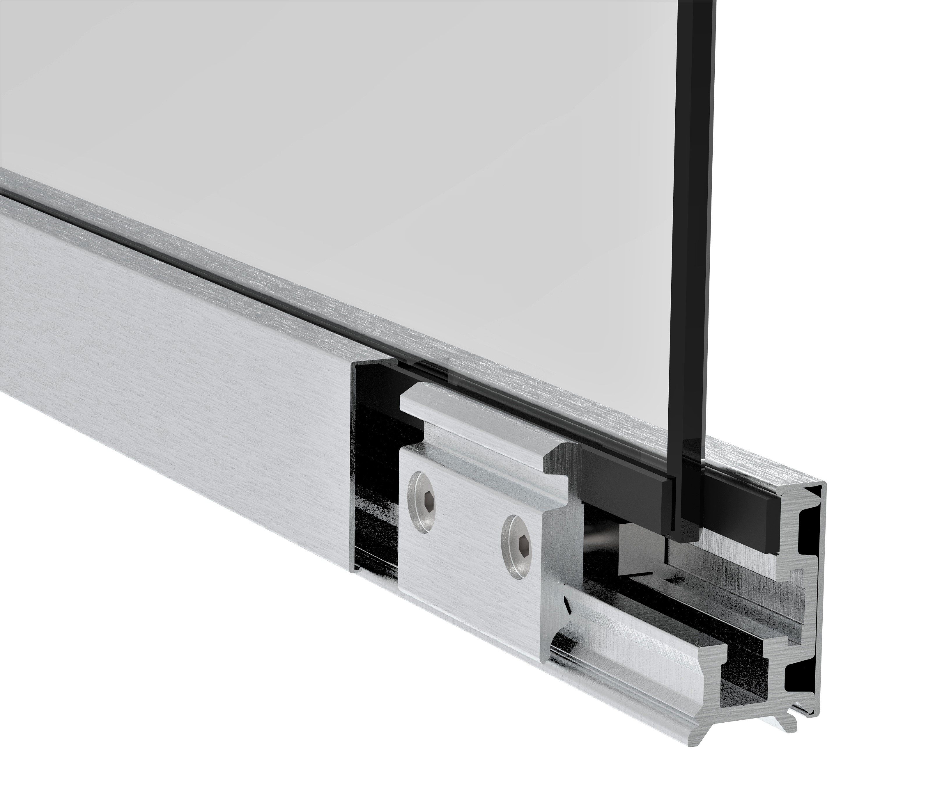 Laufschienenrohr Glasschiebetuer Set Aluminium eloxiert 3m Glas 8-12mm-89-11GSALZP32X46NE-A.4