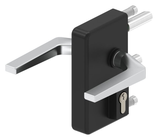 Gittertorschloss GTS 2 fuer Rohrstaerke 40-60mm- montagefertiges Set- schwarz-88-1156700-ALU.9005