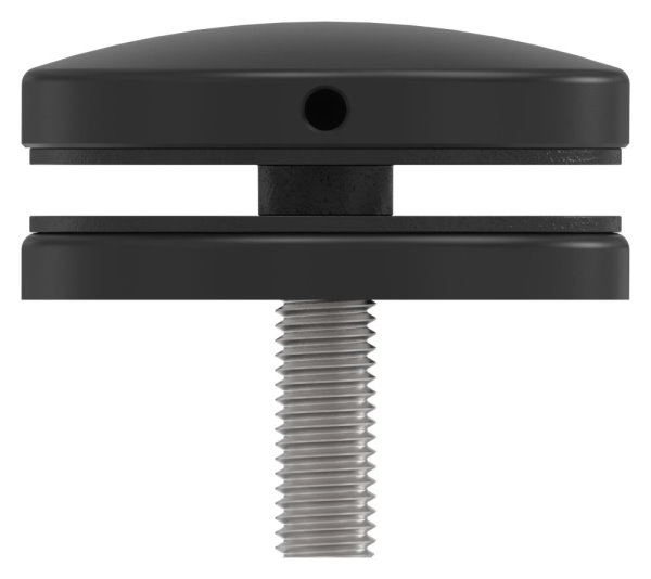 Glaspunkthalter Edelstahl V2A Ø 72 mm- Gewinde M12- fuer Glas 12-0–21-52 mm- RAL 9005 schwarz matt-88-1160197-240.9005