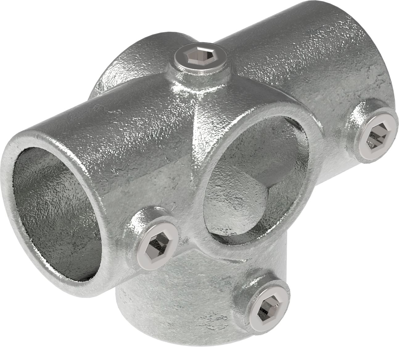 Rohrverbinder T-Stueck fuer Stuetzrohr Ø 33-7 mm -1- - Temperguss verzinkt - 176B34-176B34
